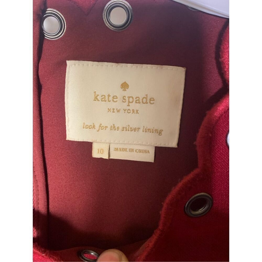 KATE SPADE Red Grommet Scallop Trim Shift Dress Size 10 Lined Summer $298 - Picture 8 of 8